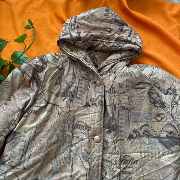 Vintage Eatons Neutral Patterned Puff Jacket - Picture 8 of 10